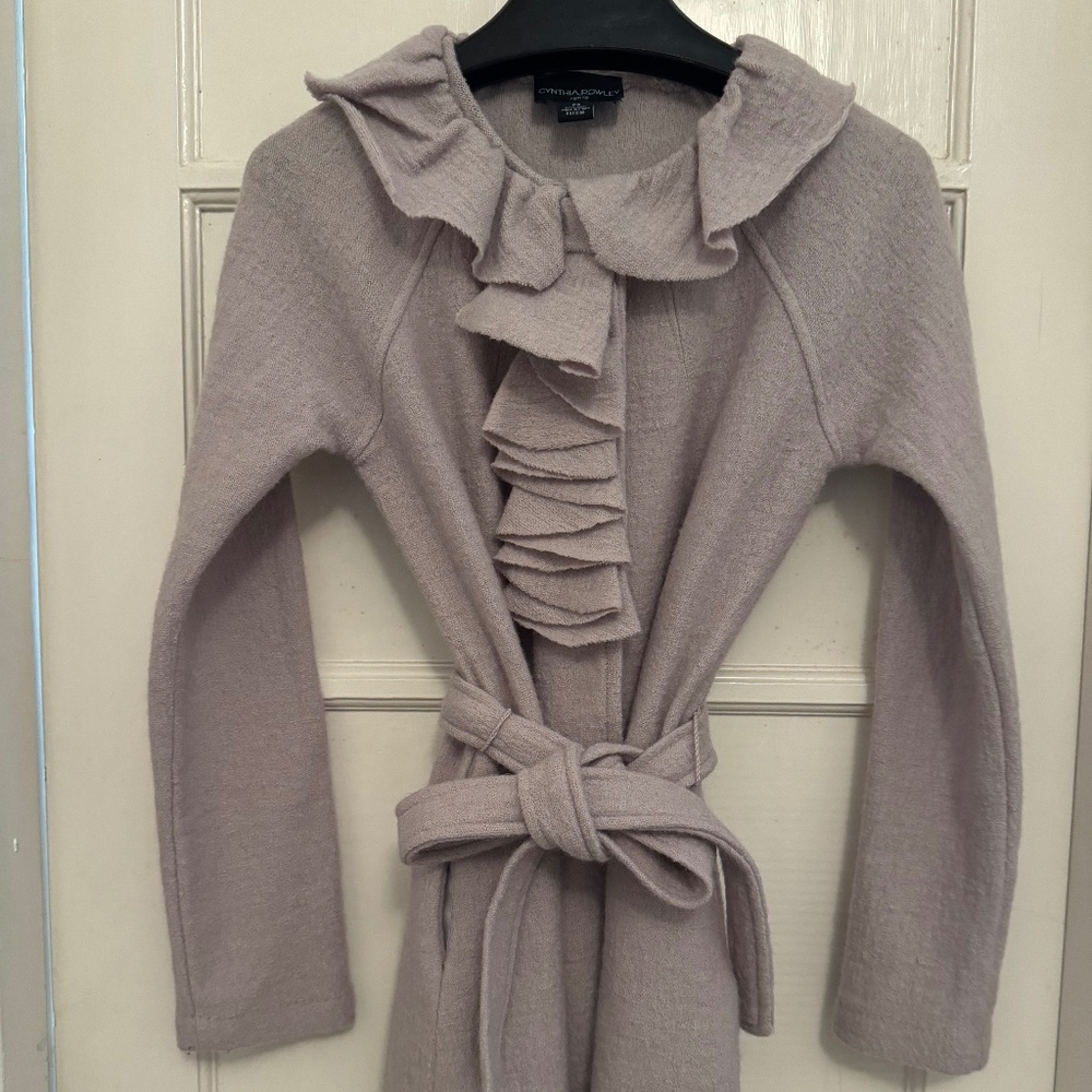 CYNTHIA ROWLEY - wrap and stud closure coat jacket - 100% wool - size PS